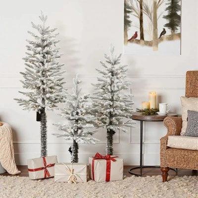 LuxenHome 3-Piece Holiday Artificial Tree Sets With Lights And Flat Stand Green 9 LuxenHome 3-Piece Holiday Artificial Tree Sets With Lights And Flat Stand Green - Image 7