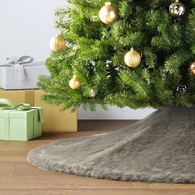 48" Faux Fur Christmas Tree Skirt Gray - Wondershop™ 3 48" Faux Fur Christmas Tree Skirt Gray - Wondershop™