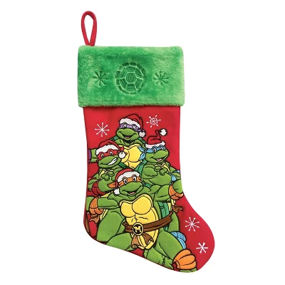 Nickelodeon Teenage Mutant Ninja Turtles In Santa Hats Embroidered 20" Applique Christmas Stocking 3 Nickelodeon Teenage Mutant Ninja Turtles In Santa Hats Embroidered 20" Applique Christmas Stocking