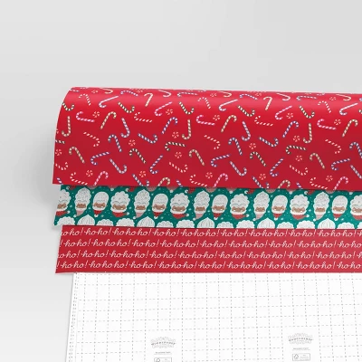30" 3pk 180 Sq Ft Christmas Wrap Pack Candy Canes/Santa/Ho Ho Ho - Wondershop™ 4 30" 3pk 180 Sq Ft Christmas Wrap Pack Candy Canes/Santa/Ho Ho Ho - Wondershop™ - Image 2