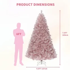 7.5 FT Prelit Artificial Christmas Tree,Rose Gold Tinsel Fake Christmas Tree W/Warm White LED Lights,Metal Stand&Branch Tips For Home, Office -Northlight Decor Sale GUEST fb3a87f4 70ee 4f28 86c2 0ee64bf1bfae