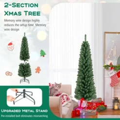 Costway 5/6/7/8 FT Pencil Christmas Tree Artificial Xmas Tree With 295/392/523/671 Memory Wire Branch Tips -Northlight Decor Sale GUEST fcfc190f 9439 4e5c 8f1e 1f264d37ff81
