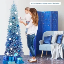 Costway 6/7 FT Blue Gradient Snow Flocked Artificial Christmas Tree With 435/725 Lush Branch Tips -Northlight Decor Sale GUEST fd780671 0d17 49c1 8b49 5e3a56dbc0a1