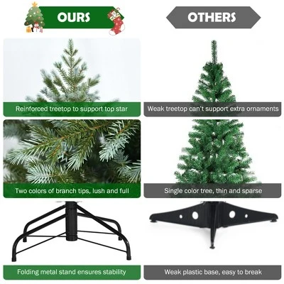 Costway 7ft Artificial Christmas Spruce Hinged Tree W/ 1260 Mixed PE & PVC Tips 10 Costway 7ft Artificial Christmas Spruce Hinged Tree W/ 1260 Mixed PE & PVC Tips - Image 8