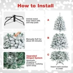 Costway 6/7.5/9 Ft Snow Flocked Hinged Artificial Christmas Tree Unlit Metal -Northlight Decor Sale GUEST ff959095 2c56 41b2 aaf6 8494eea3d0a0